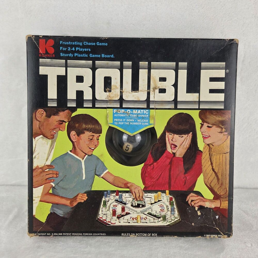Vintage‎ 1965 Trouble Board Game Kohner Complete Pop-O-Matic Dice Great Cond